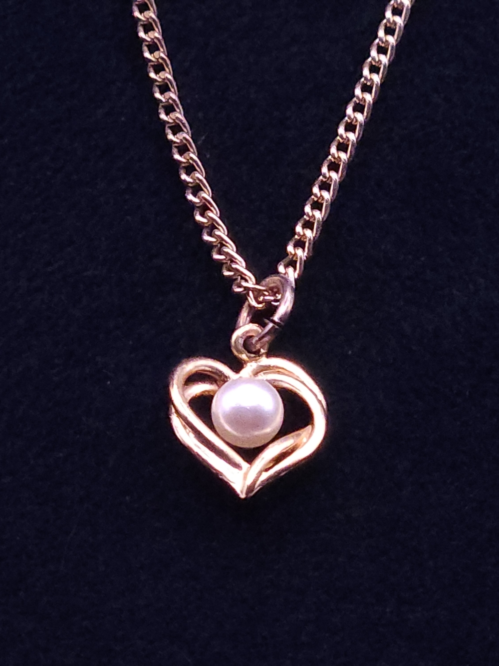 Gold-Tone Heart Pendant Necklace with Pearl Accent - Women Jewelry